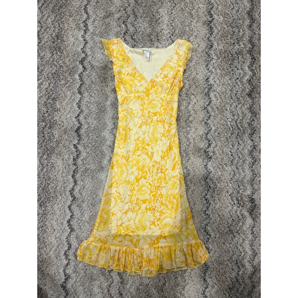 Janette USA Yellow Floral Long Dress Women’s Size Small